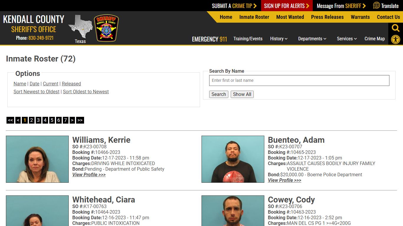 Inmate Roster - Current Inmates Booking Date Descending - Kendall ...