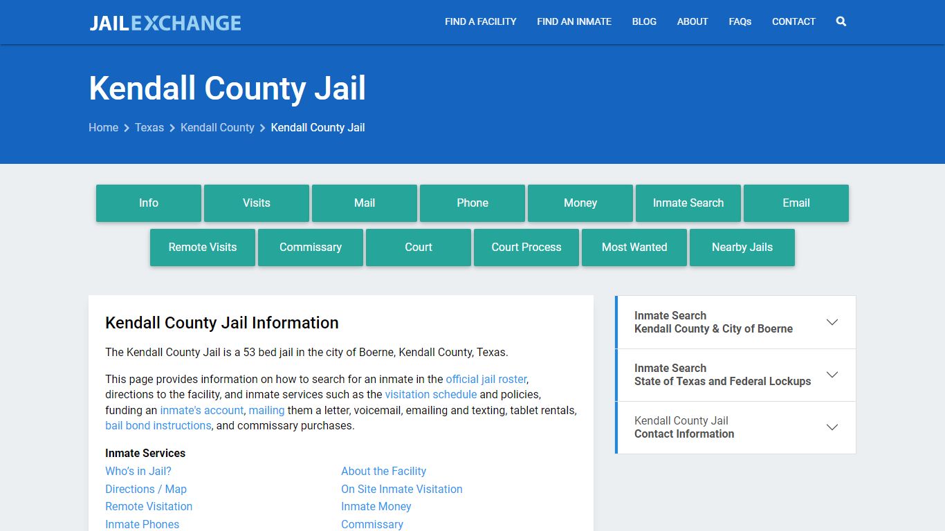 Kendall County Jail, TX Inmate Search, Information